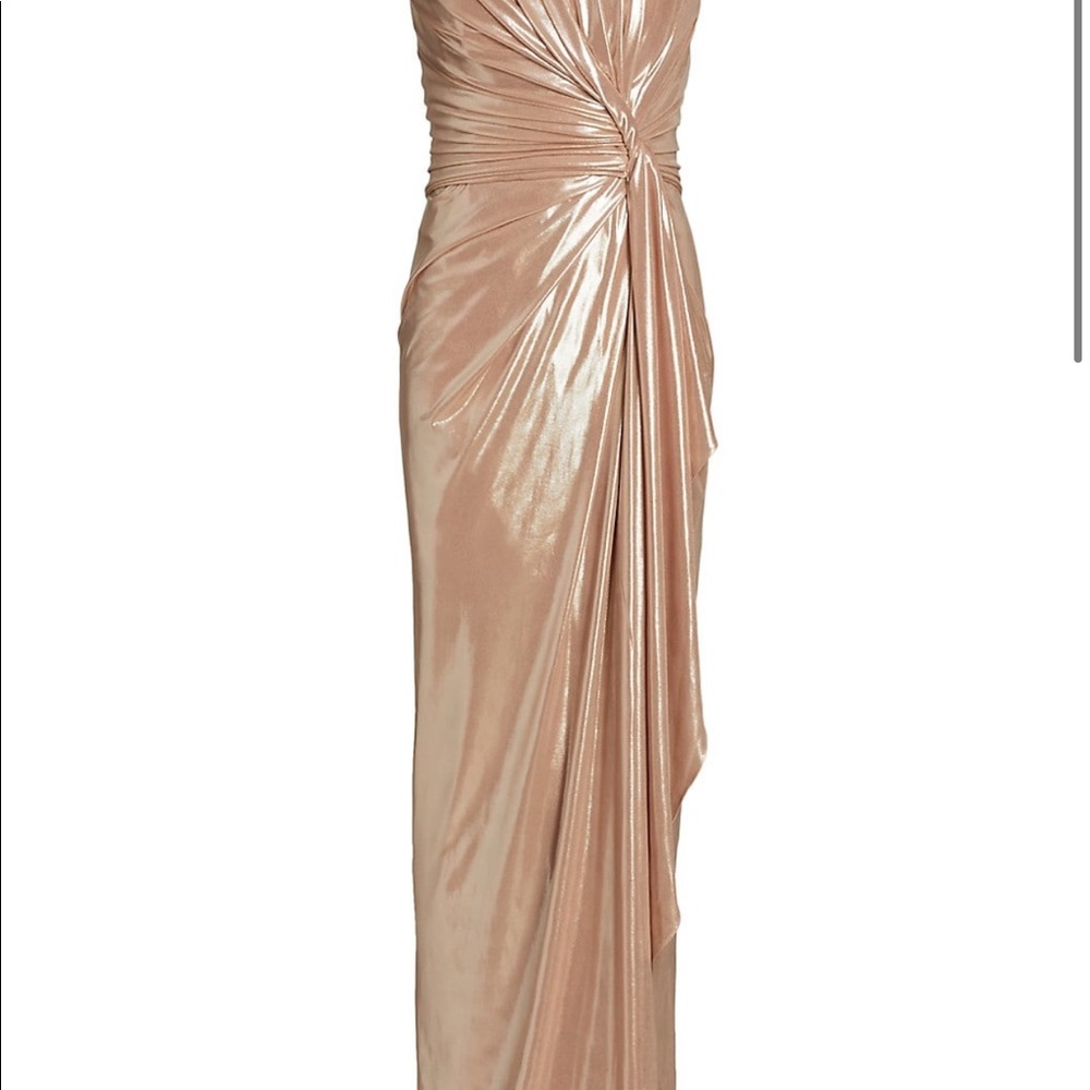 Platinum strapless custom made gown.